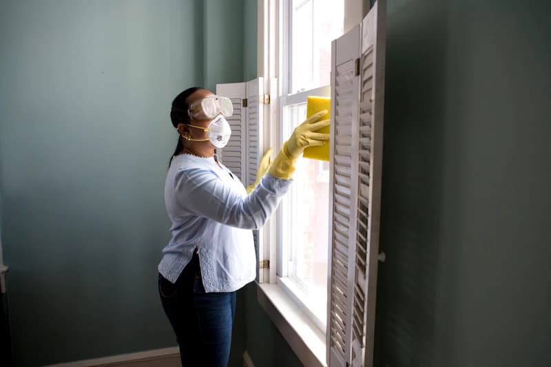 Professional janitorial crew working in a commercial facility